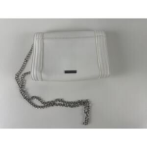 Aldo Shoulder Bag Womens White Faux Leather Silver Chain Crossbody Purse Handbag